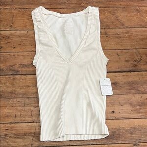 Free People Ivory Ribbed Tank Top